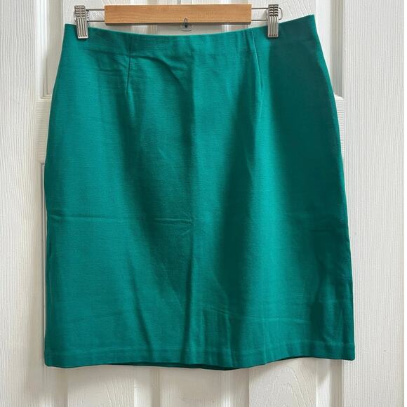 J Jill Kelly Green Ponte Knit Knee Length Stretchy Pencil Skirt Size Medium - Picture 6 of 6